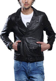 Biker Jacket - Men Real Lambskin Motorcycle Leather Biker Jacket KM381 - Koza Leathers