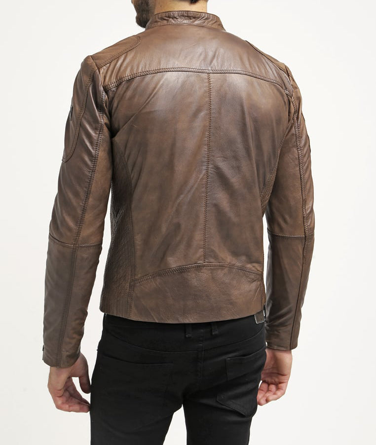 Biker Jacket - Men Real Lambskin Motorcycle Leather Biker Jacket KM232 - Koza Leathers