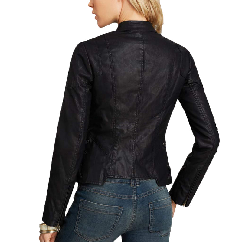 Biker / Motorcycle Jacket - Women Real Lambskin Leather Biker Jacket KW446 - Koza Leathers