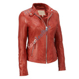 Biker / Motorcycle Jacket - Women Real Lambskin Leather Biker Jacket KW181 - Koza Leathers