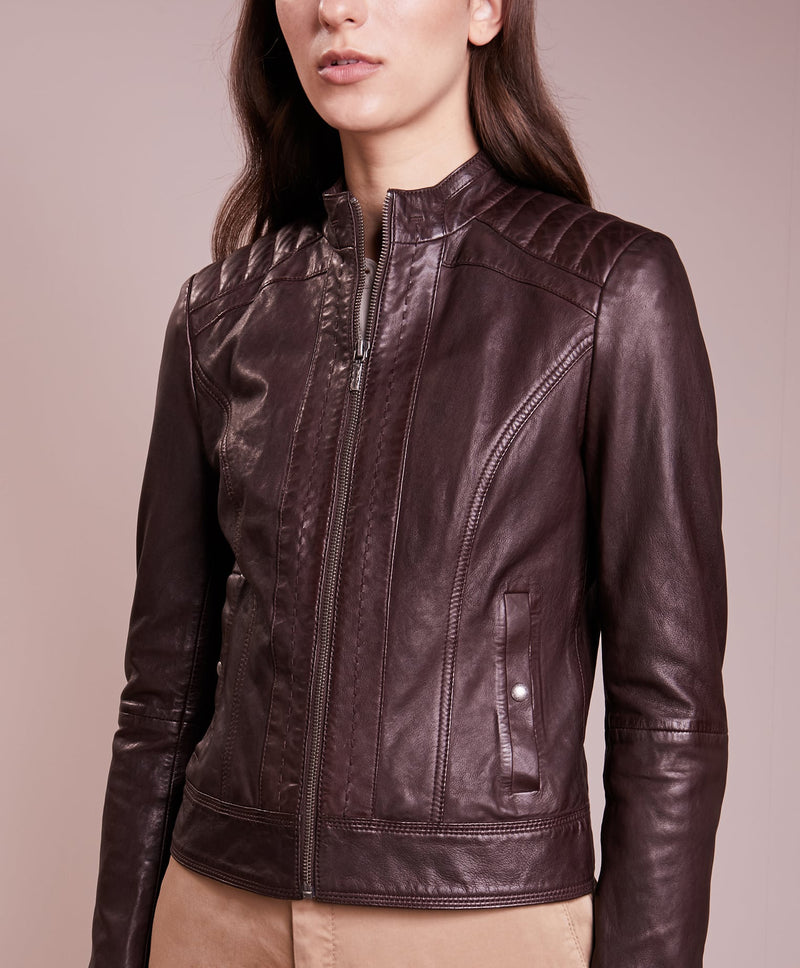 Biker / Motorcycle Jacket - Women Real Lambskin Leather Biker Jacket KW233 - Koza Leathers