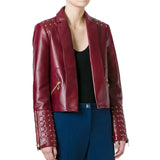 Biker / Motorcycle Jacket - Women Real Lambskin Leather Biker Jacket KW479 - Koza Leathers