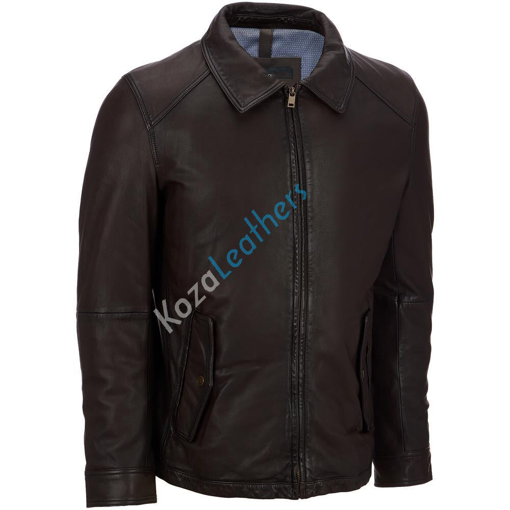 Biker Jacket - Men Real Lambskin Motorcycle Leather Biker Jacket KM178 - Koza Leathers