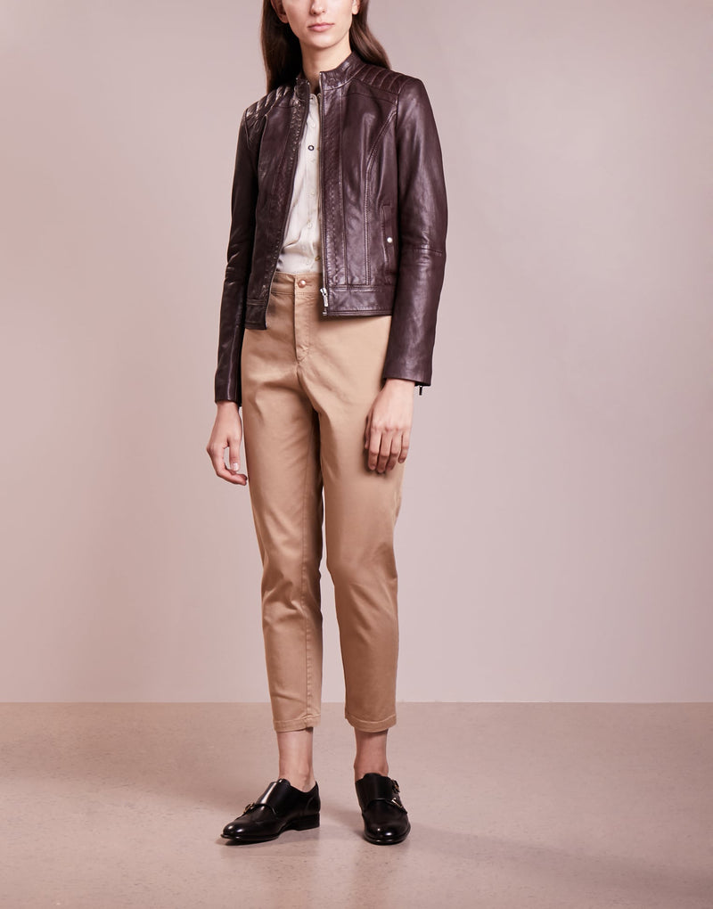 Biker / Motorcycle Jacket - Women Real Lambskin Leather Biker Jacket KW233 - Koza Leathers