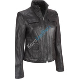 Koza Leathers Women's Real Lambskin Leather Bomber Jacket KW137