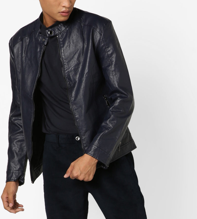 Biker Jacket - Men Real Lambskin Motorcycle Leather Biker Jacket KM649 - Koza Leathers