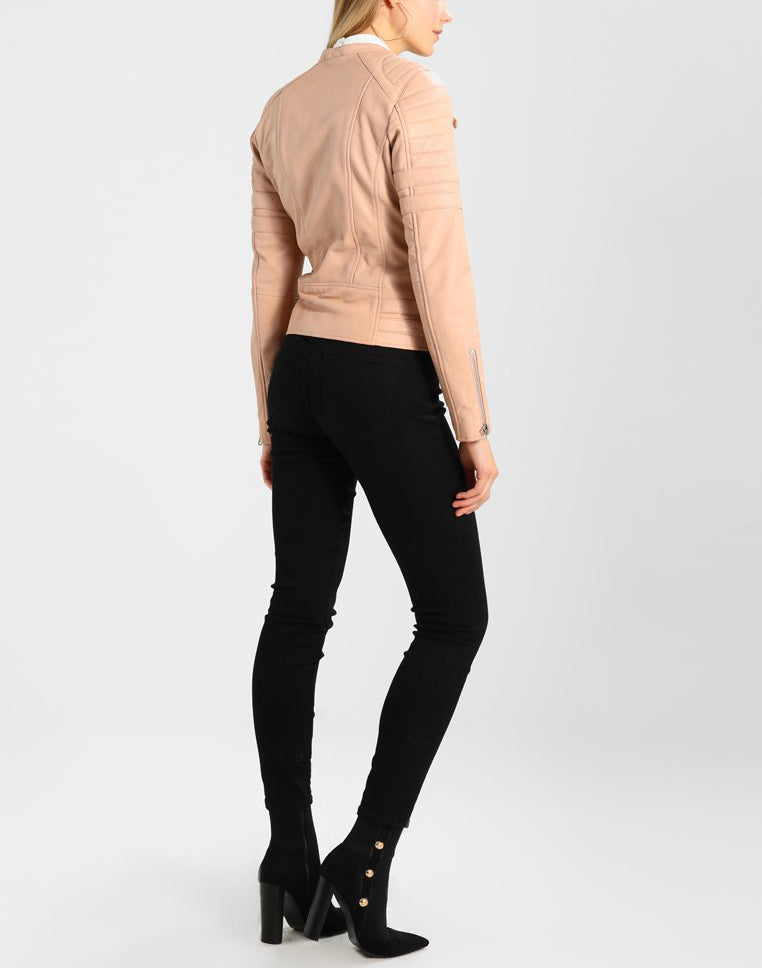 Biker / Motorcycle Jacket - Women Real Lambskin Leather Biker Jacket KW234 - Koza Leathers