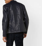 Biker Jacket - Men Real Lambskin Motorcycle Leather Biker Jacket KM649 - Koza Leathers