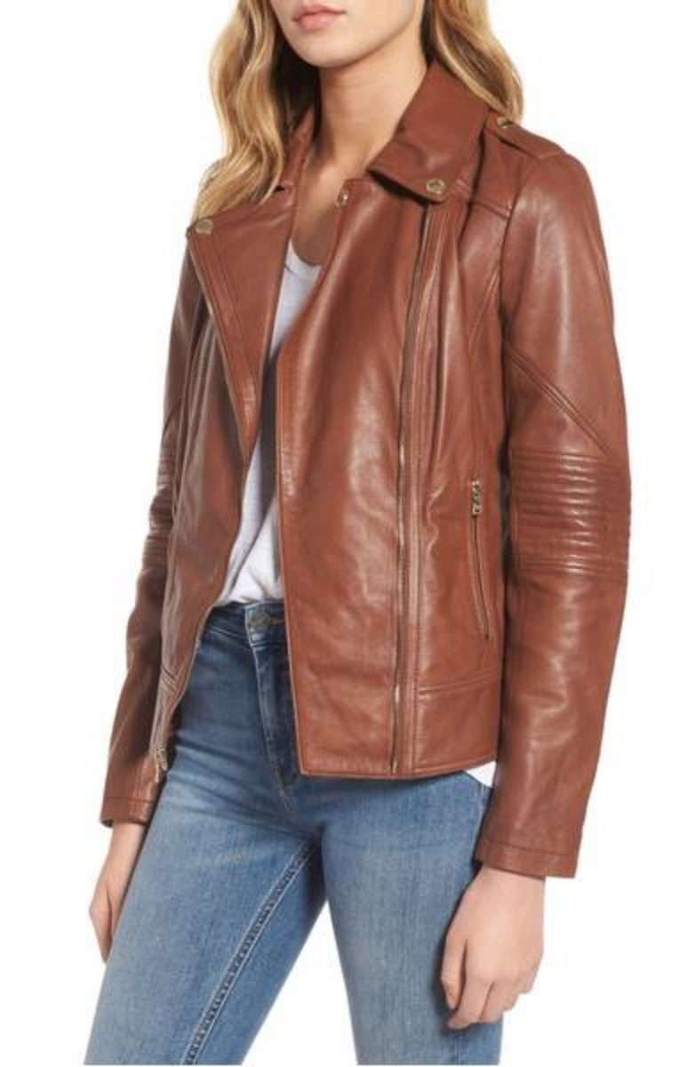 Biker / Motorcycle Jacket - Women Real Lambskin Leather Biker Jacket KW328 - Koza Leathers