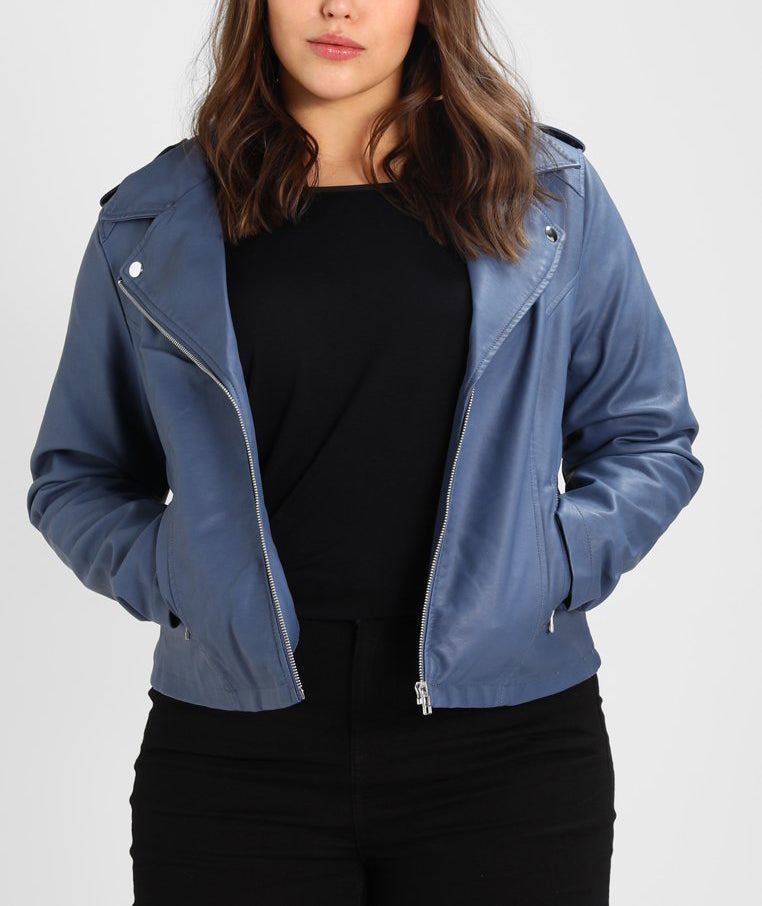 Biker / Motorcycle Jacket - Women Real Lambskin Leather Biker Jacket KW235 - Koza Leathers