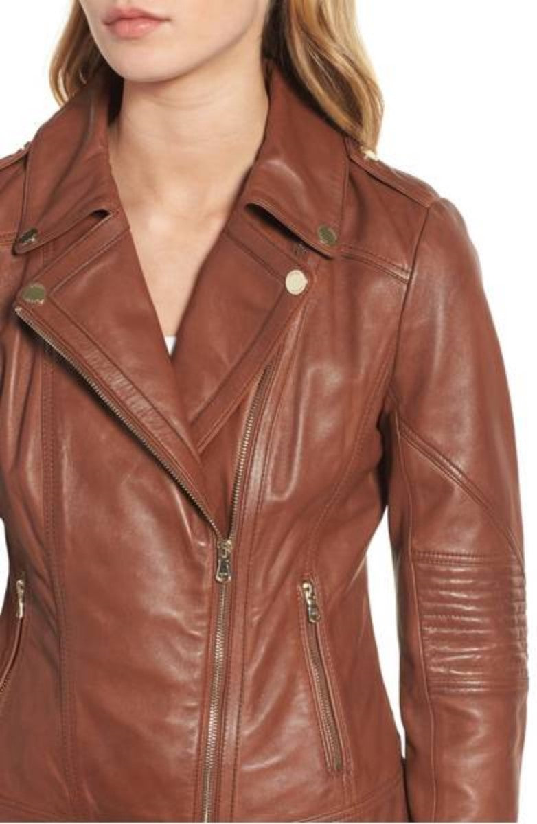 Biker / Motorcycle Jacket - Women Real Lambskin Leather Biker Jacket KW328 - Koza Leathers