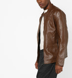 Biker Jacket - Men Real Lambskin Motorcycle Leather Biker Jacket KM650 - Koza Leathers