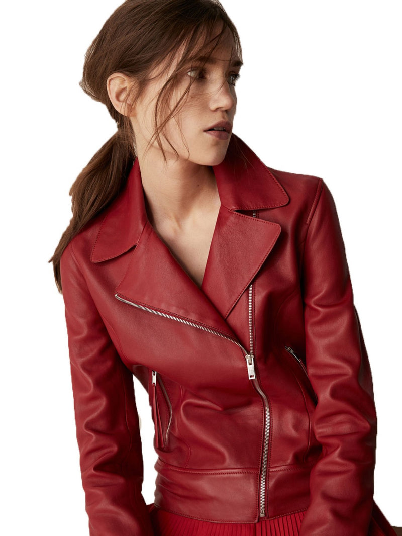 Biker / Motorcycle Jacket - Women Real Lambskin Leather Biker Jacket KW482 - Koza Leathers