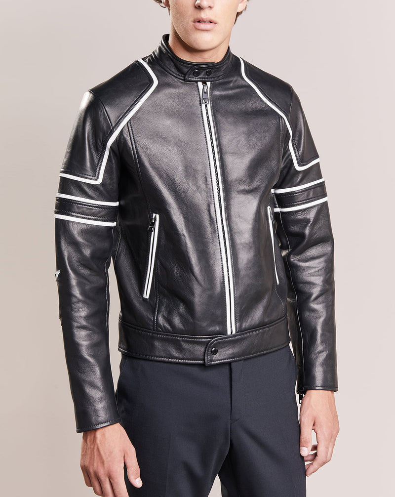Biker Jacket - Men Real Lambskin Motorcycle Leather Biker Jacket KM281 - Koza Leathers
