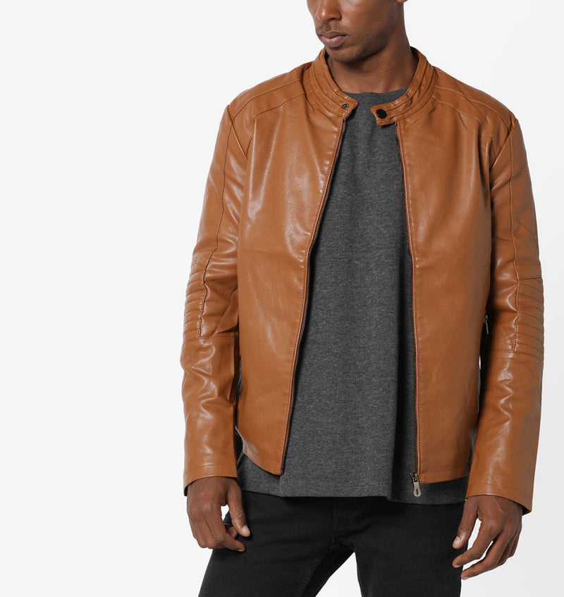 Biker Jacket - Men Real Lambskin Motorcycle Leather Biker Jacket KM651 - Koza Leathers