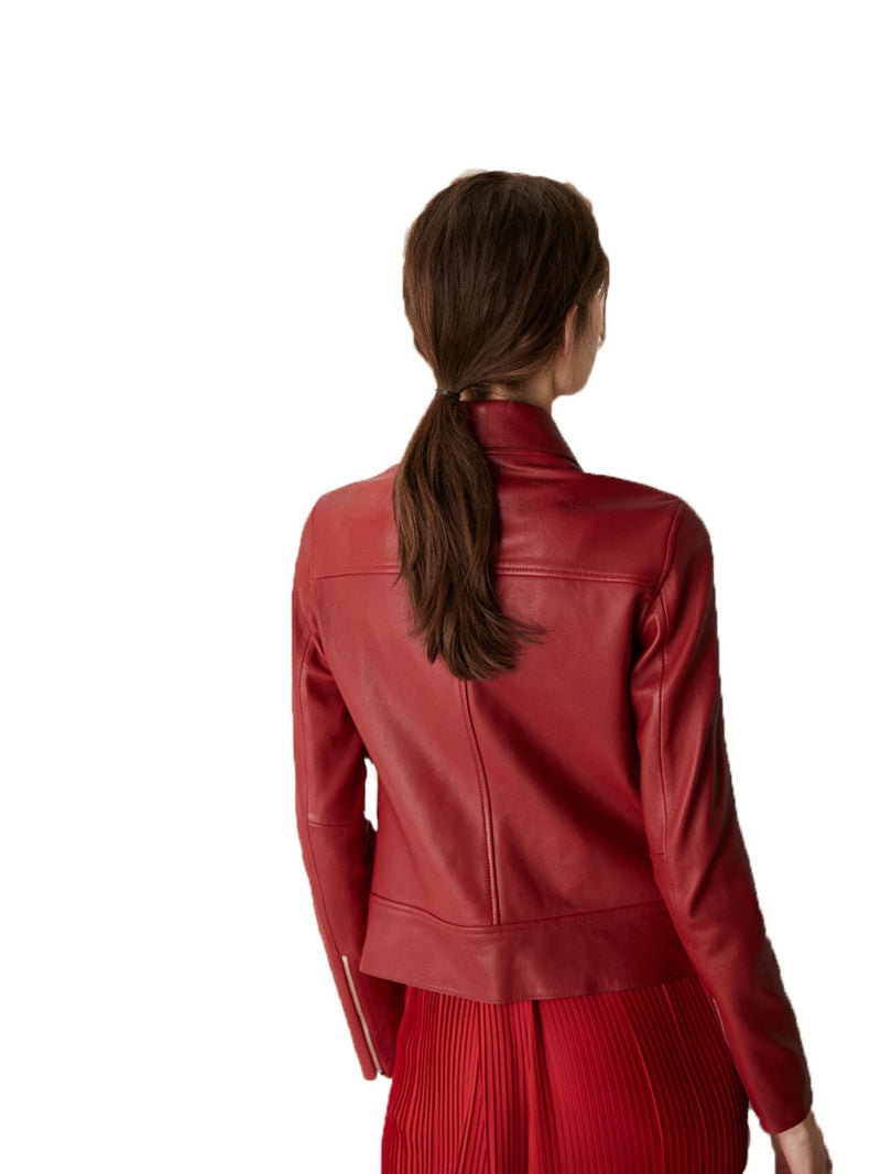 Biker / Motorcycle Jacket - Women Real Lambskin Leather Biker Jacket KW482 - Koza Leathers