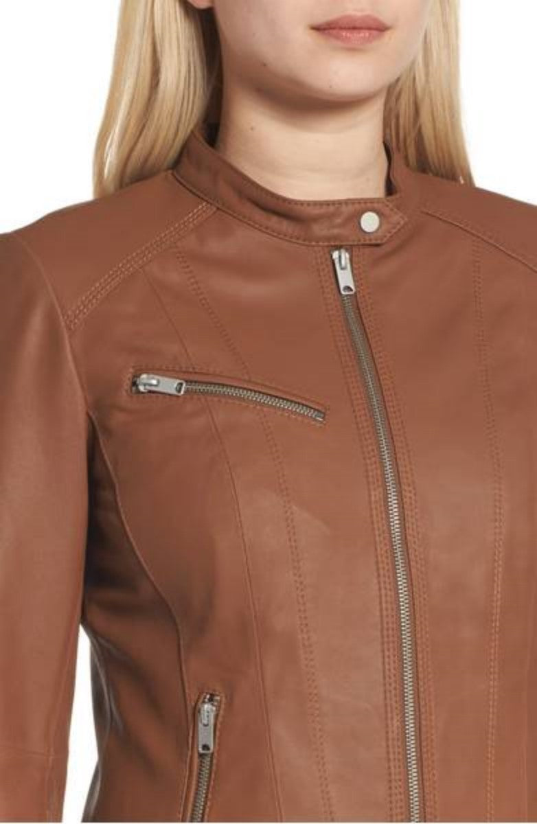 Biker / Motorcycle Jacket - Women Real Lambskin Leather Biker Jacket KW330 - Koza Leathers