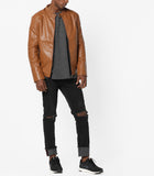 Biker Jacket - Men Real Lambskin Motorcycle Leather Biker Jacket KM651 - Koza Leathers