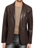 Leather Blazer - Men Real Sheepskin Leather Blazer KB008 - Koza Leathers