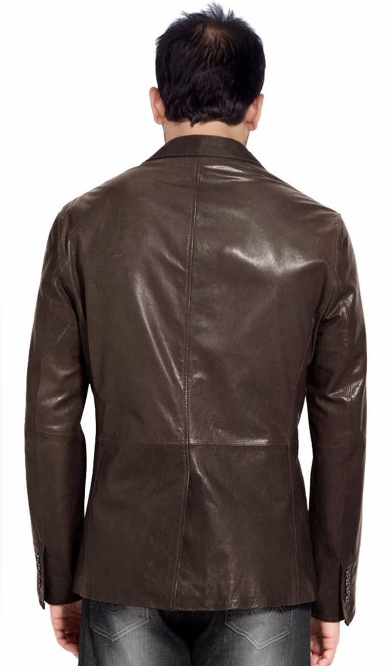 Leather Blazer - Men Real Sheepskin Leather Blazer KB008 - Koza Leathers