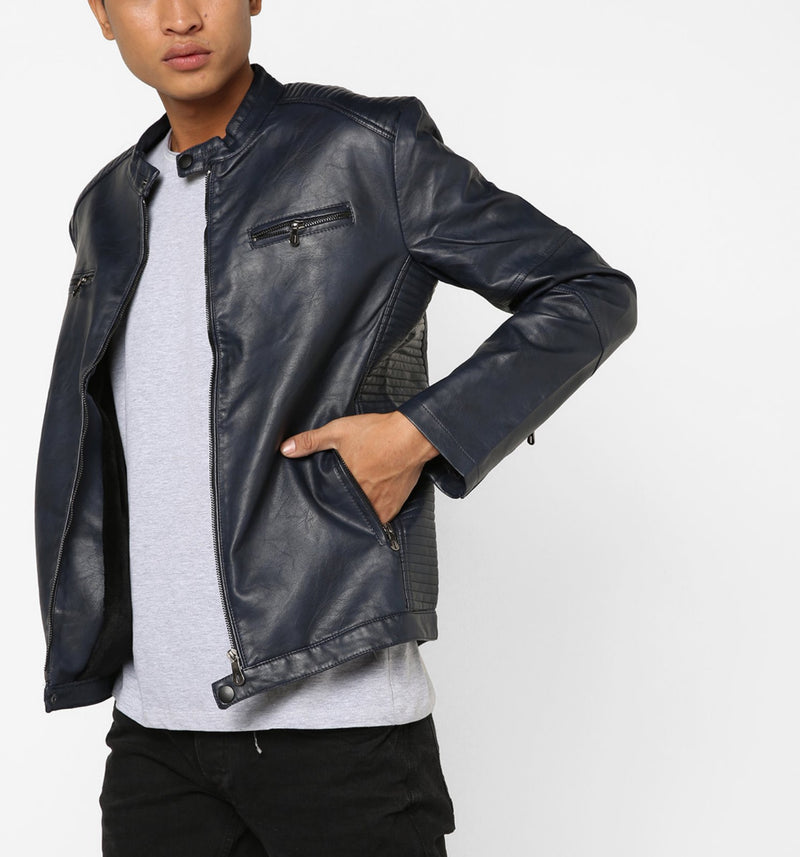 Biker Jacket - Men Real Lambskin Motorcycle Leather Biker Jacket KM652 - Koza Leathers