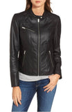 Biker / Motorcycle Jacket - Women Real Lambskin Leather Biker Jacket KW329 - Koza Leathers
