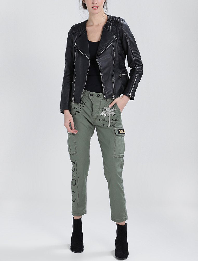 Biker / Motorcycle Jacket - Women Real Lambskin Leather Biker Jacket KW237 - Koza Leathers