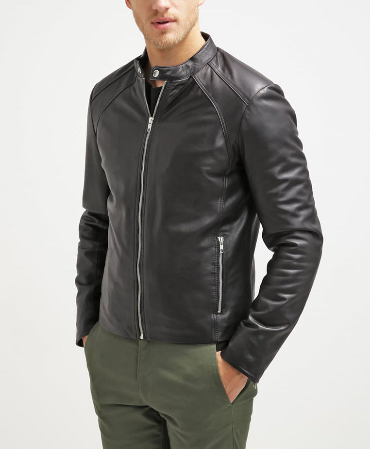 Biker Jacket - Men Real Lambskin Motorcycle Leather Biker Jacket KM283 - Koza Leathers