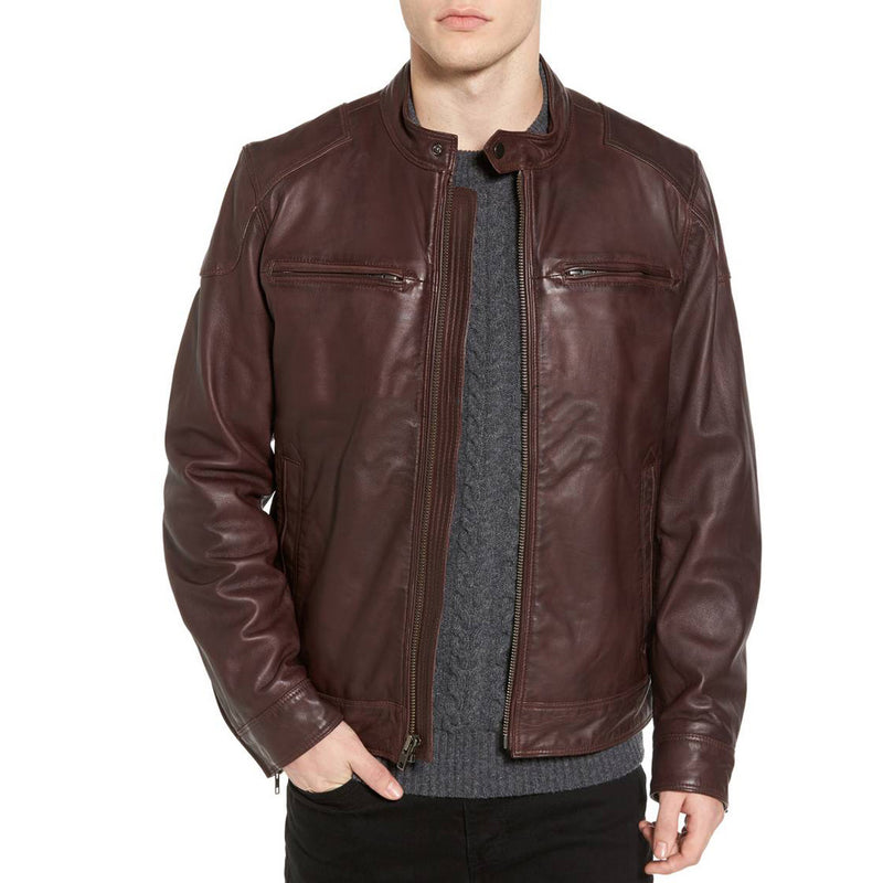 Biker Jacket - Men Real Lambskin Motorcycle Leather Biker Jacket KM352 - Koza Leathers