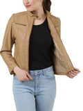 Biker / Motorcycle Jacket - Women Real Lambskin Leather Biker Jacket KW414 - Koza Leathers