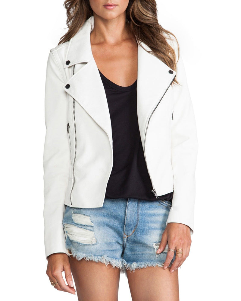 Biker / Motorcycle Jacket - Women Real Lambskin Leather Biker Jacket KW053 - Koza Leathers