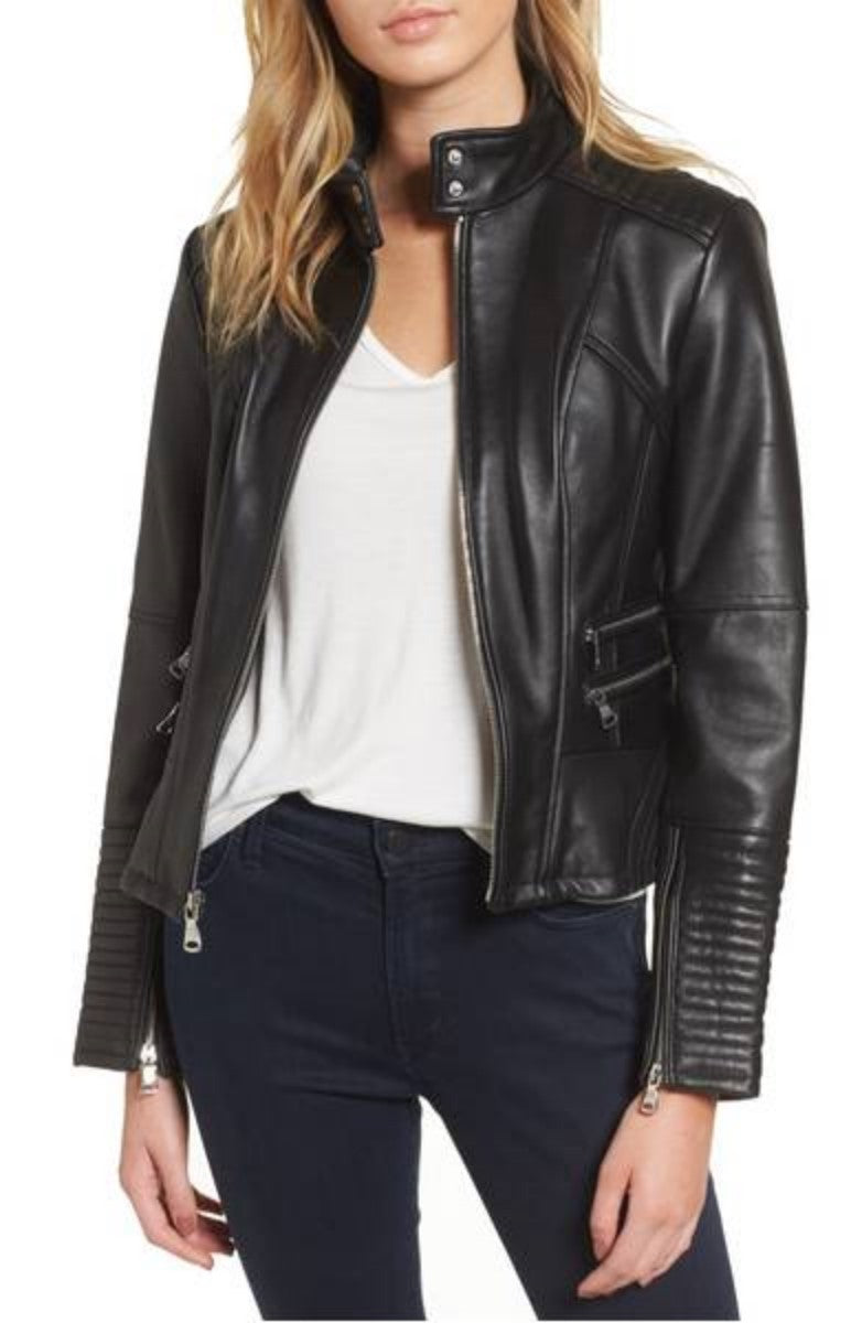 Biker / Motorcycle Jacket - Women Real Lambskin Leather Biker Jacket KW332 - Koza Leathers