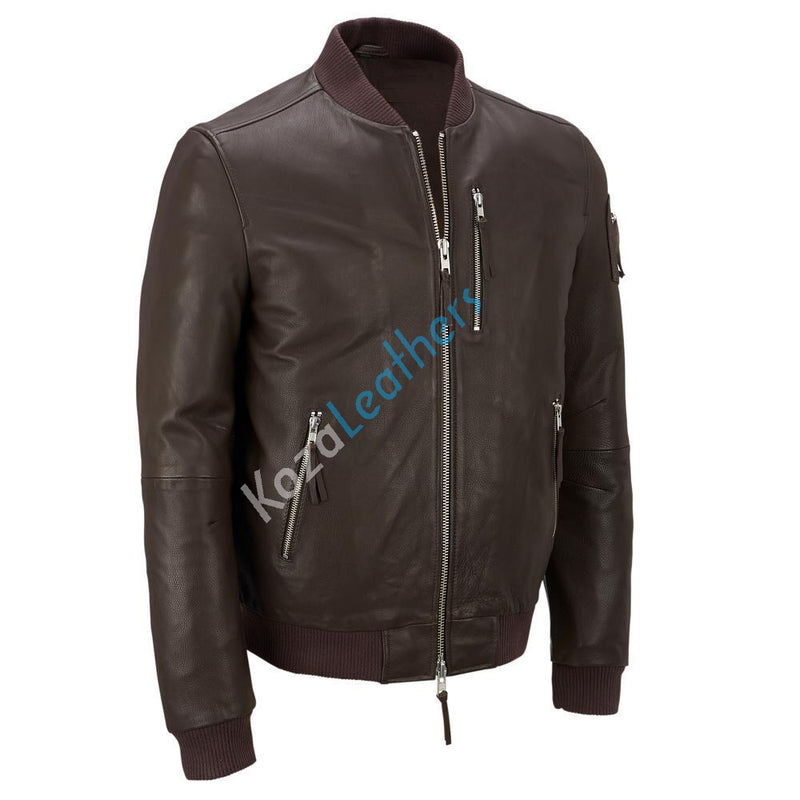Biker Jacket - Men Real Lambskin Motorcycle Leather Biker Jacket KM182 - Koza Leathers