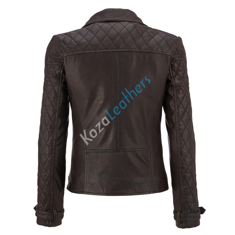Biker / Motorcycle Jacket - Women Real Lambskin Leather Biker Jacket KW141 - Koza Leathers