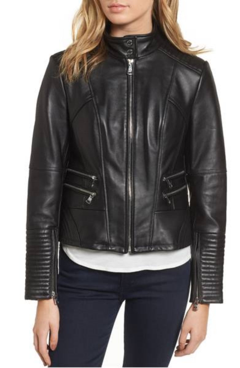 Biker / Motorcycle Jacket - Women Real Lambskin Leather Biker Jacket KW332 - Koza Leathers