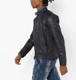 Biker Jacket - Men Real Lambskin Motorcycle Leather Biker Jacket KM654 - Koza Leathers