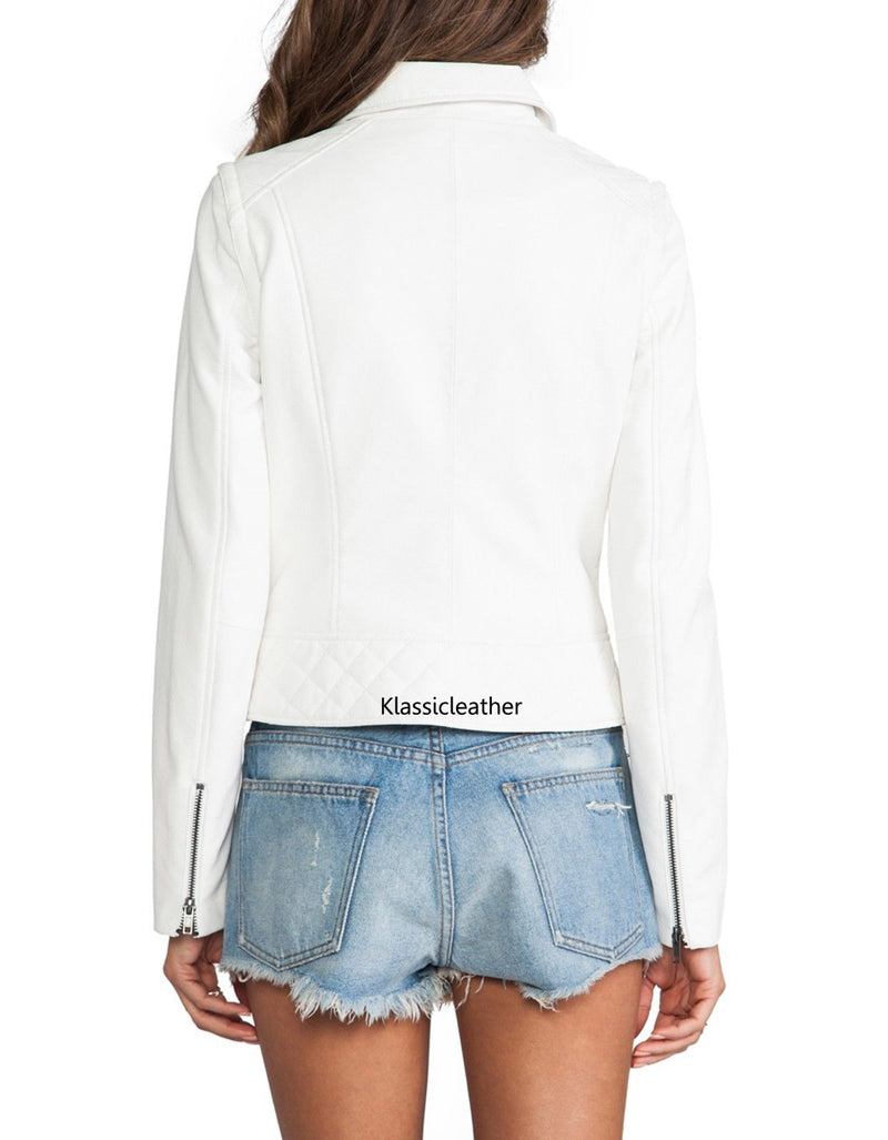 Biker / Motorcycle Jacket - Women Real Lambskin Leather Biker Jacket KW053 - Koza Leathers