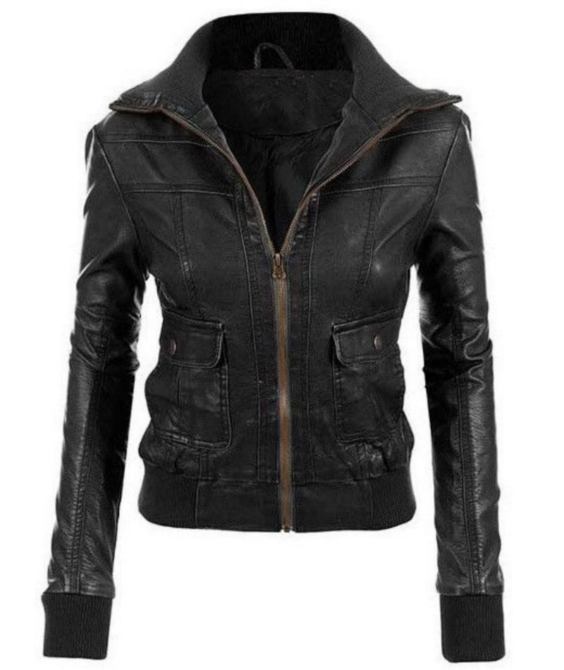 Biker / Motorcycle Jacket - Women Real Lambskin Leather Biker Jacket KW486 - Koza Leathers