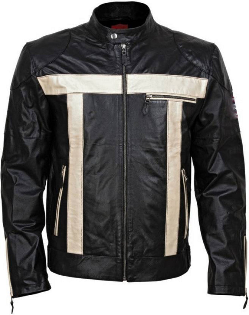 Biker Jacket - Men Real Lambskin Motorcycle Leather Biker Jacket KM433 - Koza Leathers