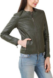 Biker / Motorcycle Jacket - Women Real Lambskin Leather Biker Jacket KW416 - Koza Leathers