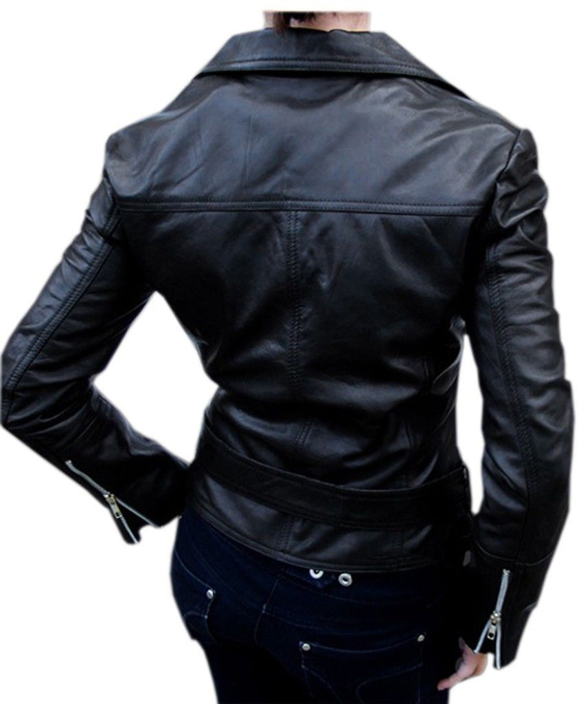 Biker / Motorcycle Jacket - Women Real Lambskin Leather Biker Jacket KW054 - Koza Leathers