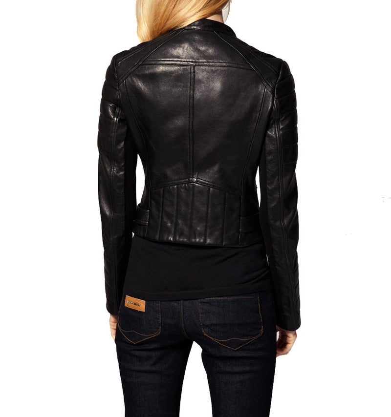 Biker / Motorcycle Jacket - Women Real Lambskin Leather Biker Jacket KW055 - Koza Leathers