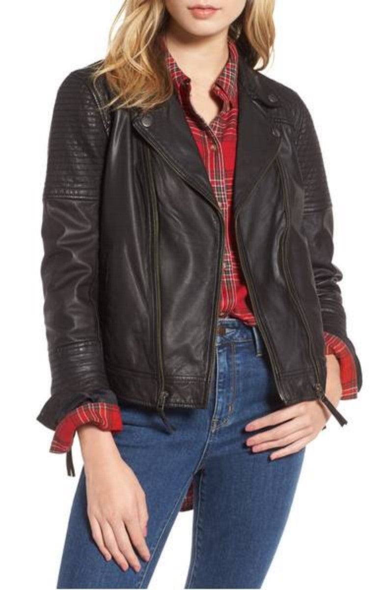 Biker / Motorcycle Jacket - Women Real Lambskin Leather Biker Jacket KW334 - Koza Leathers