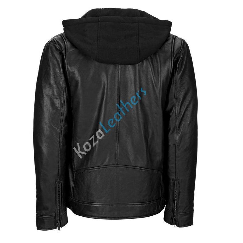 Biker Jacket - Men Real Lambskin Motorcycle Leather Biker Jacket KM184 - Koza Leathers