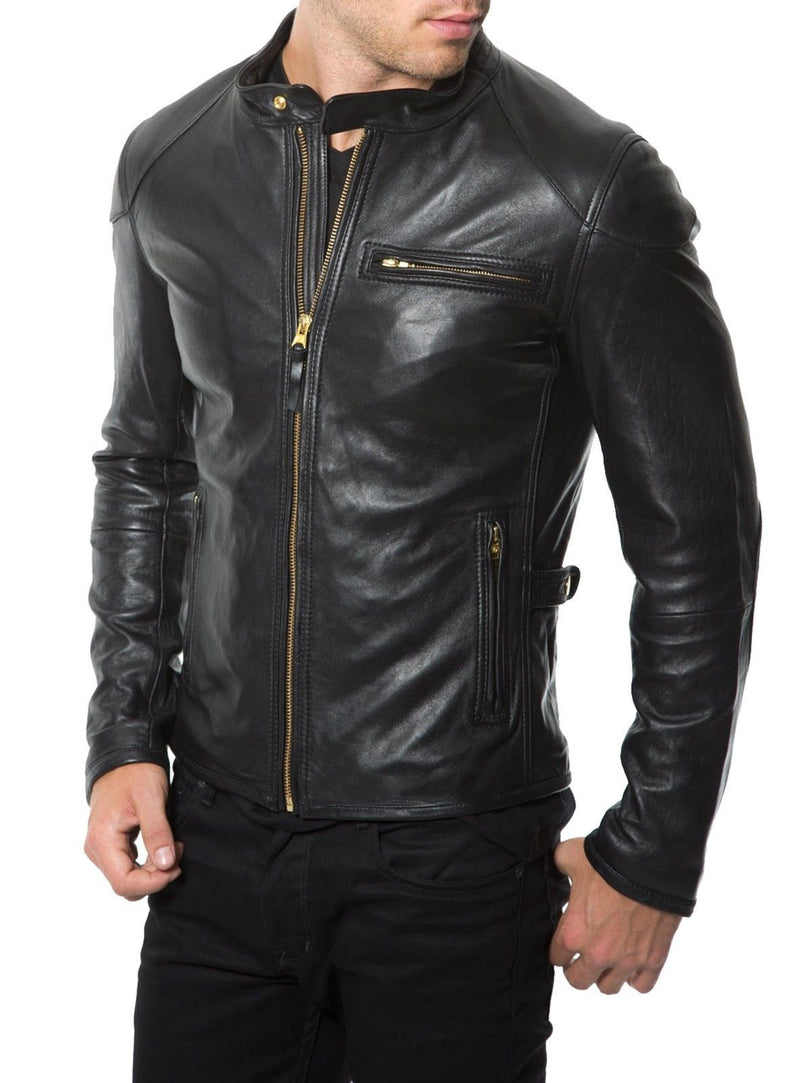 Biker Jacket - Men Real Lambskin Leather Jacket KM027 - Koza Leathers