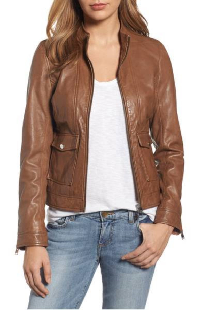 Biker / Motorcycle Jacket - Women Real Lambskin Leather Biker Jacket KW335 - Koza Leathers