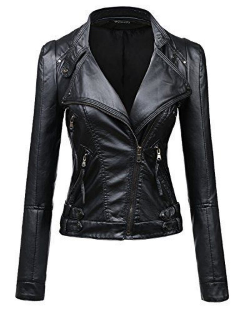 Biker / Motorcycle Jacket - Women Real Lambskin Leather Biker Jacket KW487 - Koza Leathers