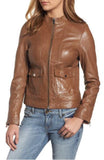 Biker / Motorcycle Jacket - Women Real Lambskin Leather Biker Jacket KW335 - Koza Leathers