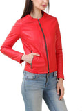Biker / Motorcycle Jacket - Women Real Lambskin Leather Biker Jacket KW418 - Koza Leathers