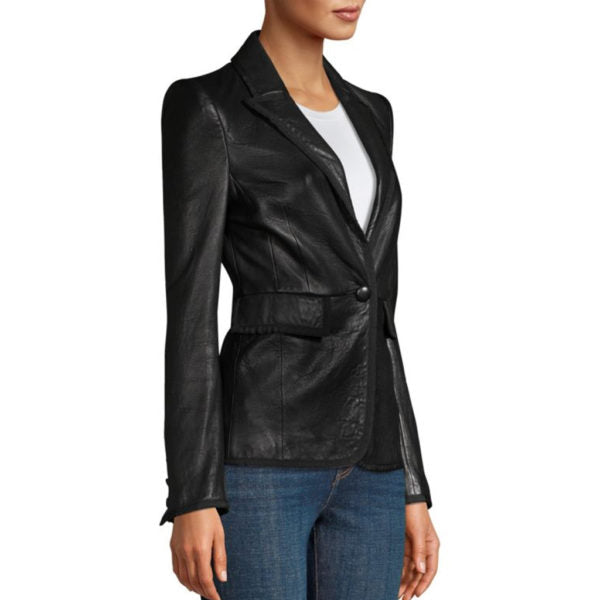 Koza Leathers Women's Real Lambskin Leather Blazer BW088